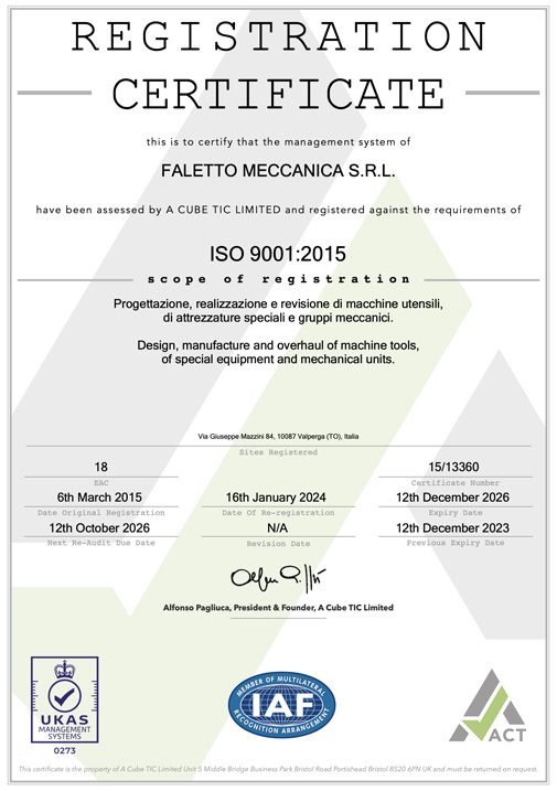 Certificato ISO 9001